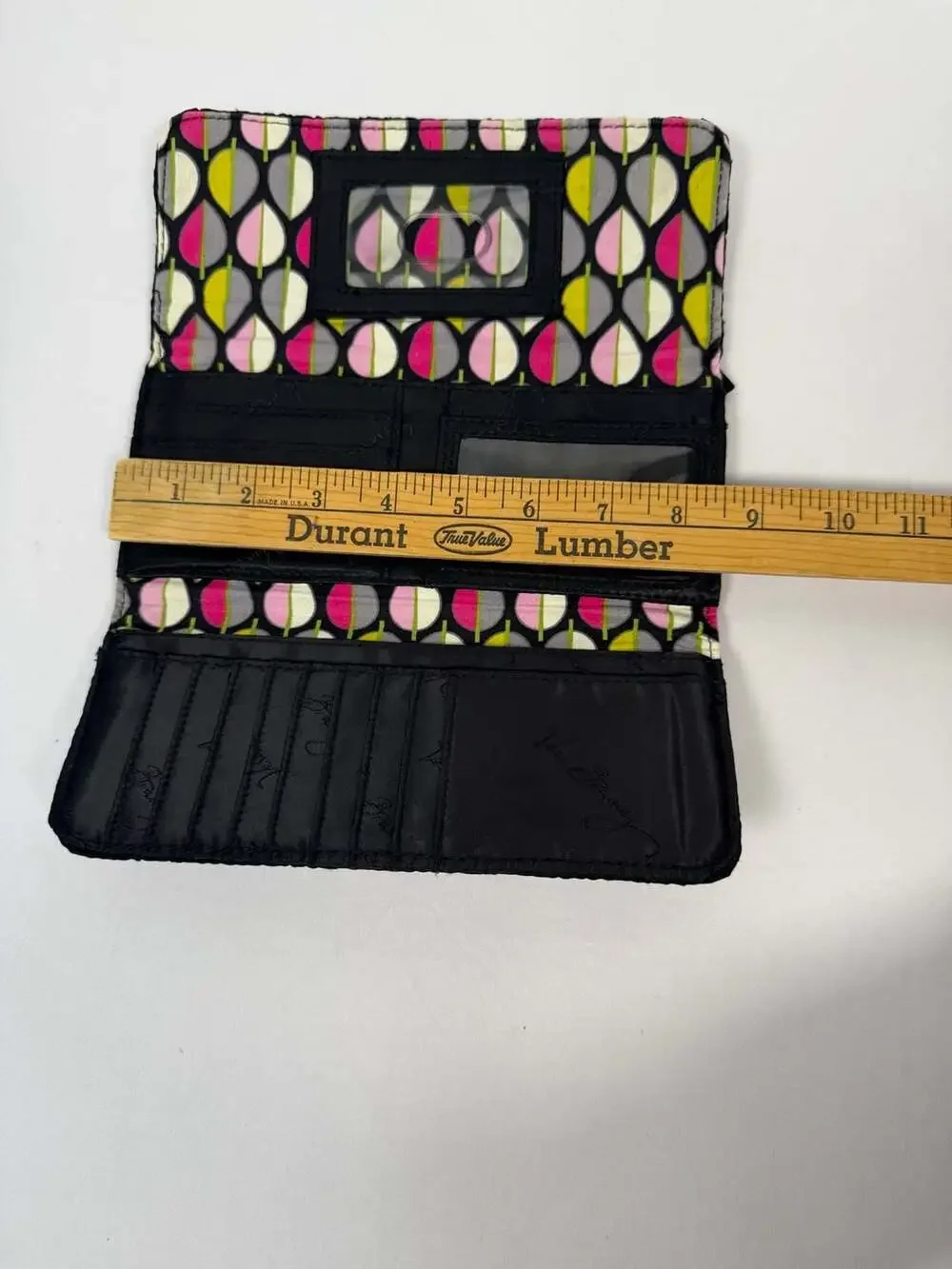 Vera Bradley Black Quilted Microfiber Trifold Wallet